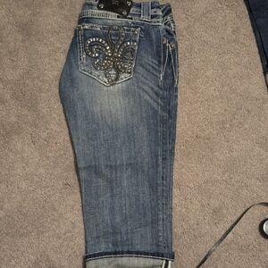 Miss Me Blue Heart Embellished Jeans